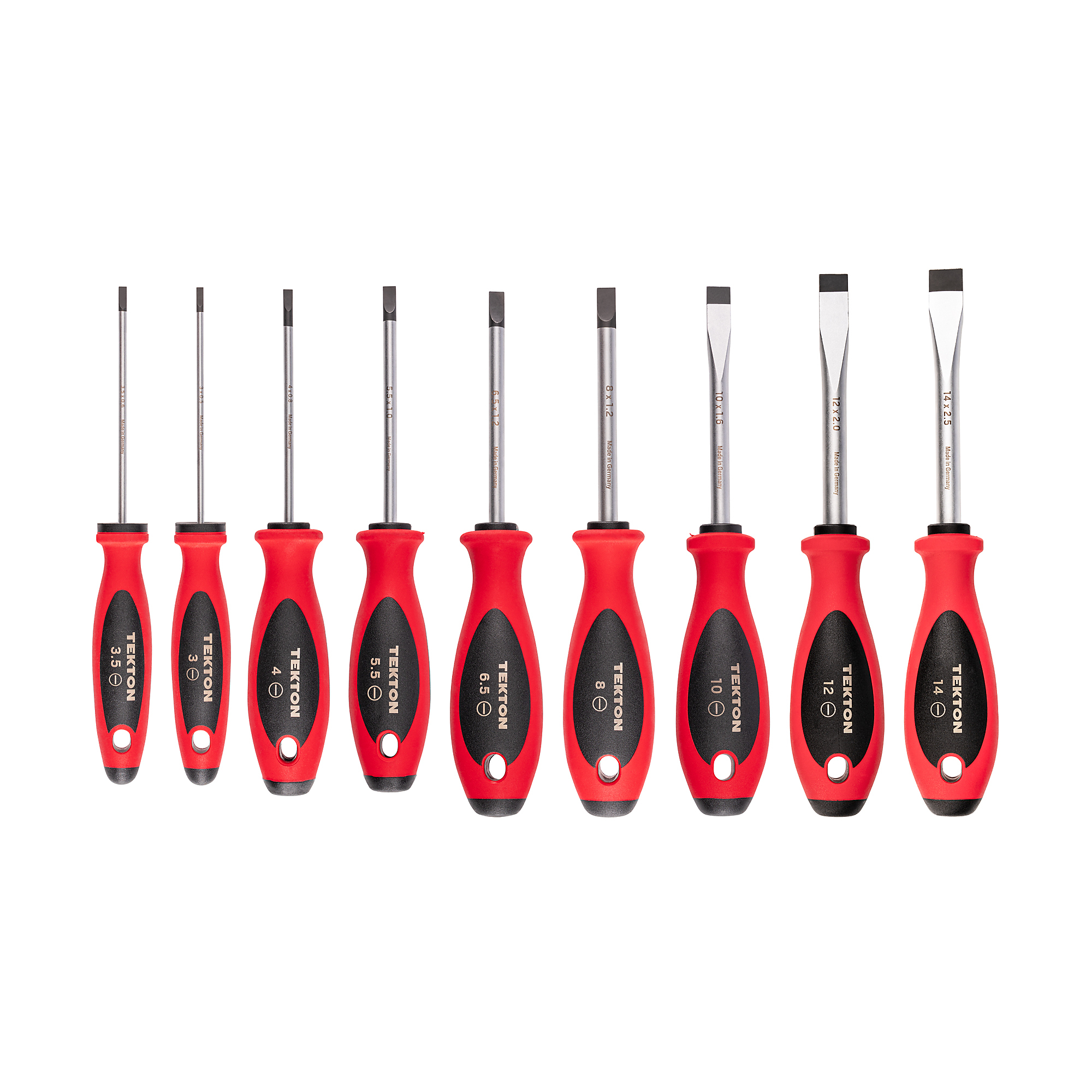 TEKTON Slotted Screwdriver Set - 4 Inch Shanks, 9-Piece (3 - 14 mm) | DWS90000